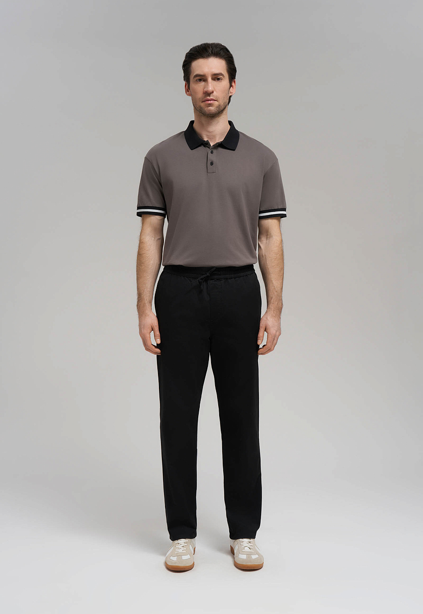 Брюки из хлопкового твила с эластичным поясом