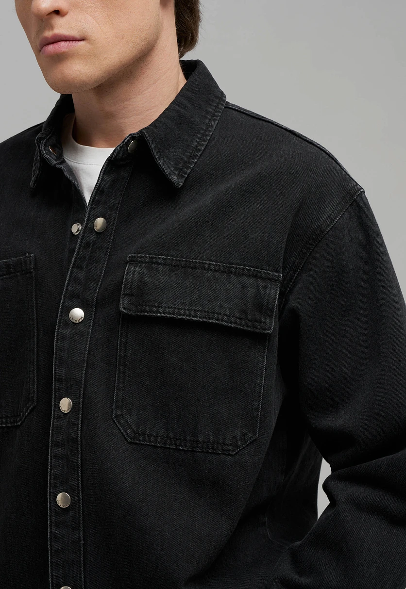 Джинсовая рубашка объемного кроя, Модель FBG25007, Фото №7