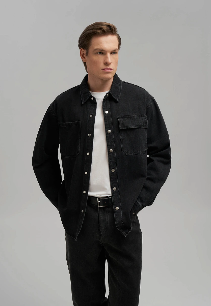 Джинсовая рубашка объемного кроя, Модель FBG25007, Фото №6
