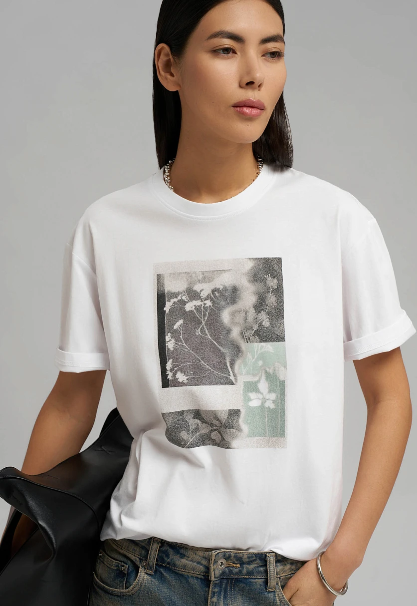 Свободная футболка из хлопкового джерси, Модель FBG11029, Фото №6