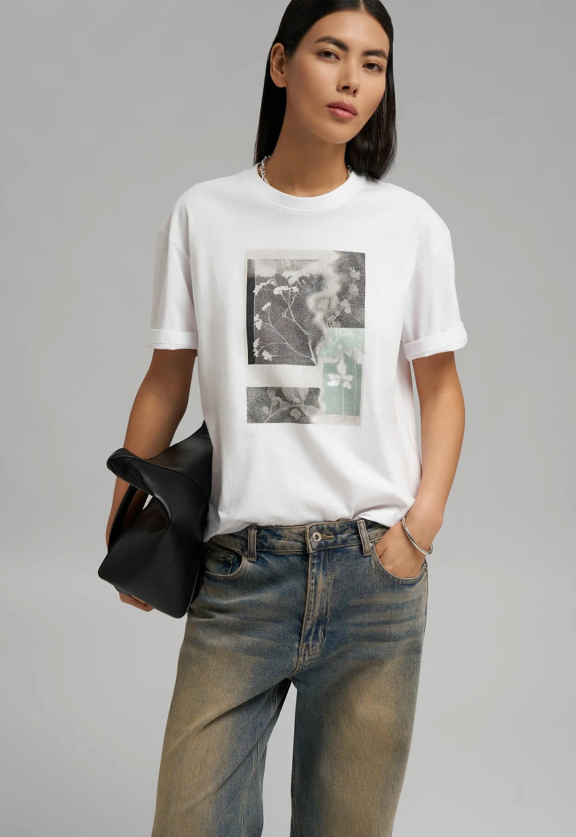 Свободная футболка из хлопкового джерси, Модель FBG11029, Фото №5