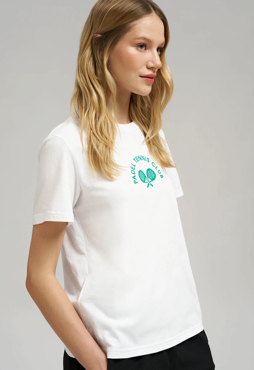 Футболка прямого кроя из хлопкового джерси, Модель FBG11031, Фото №6