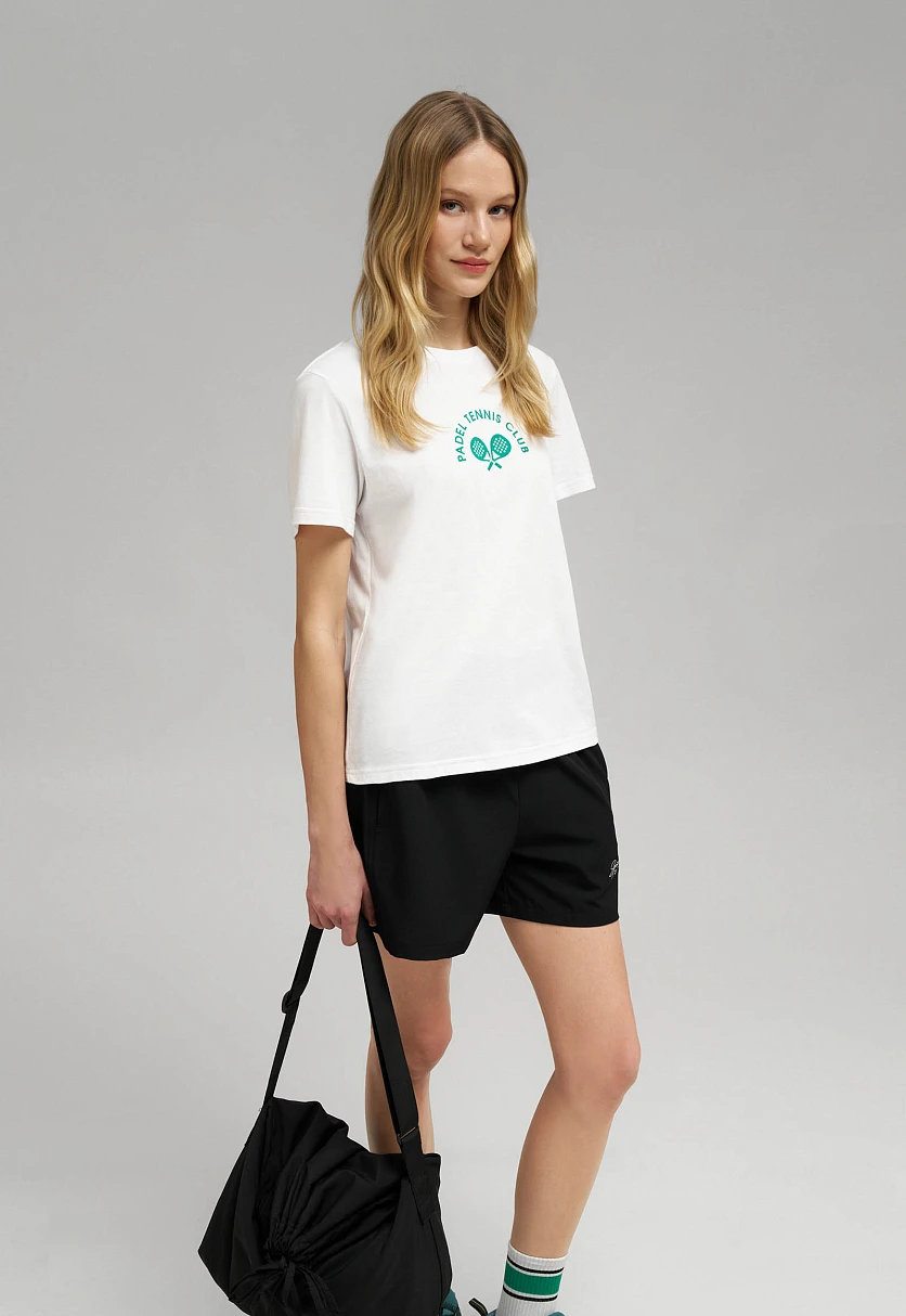 Футболка прямого кроя из хлопкового джерси, Модель FBG11031, Фото №5