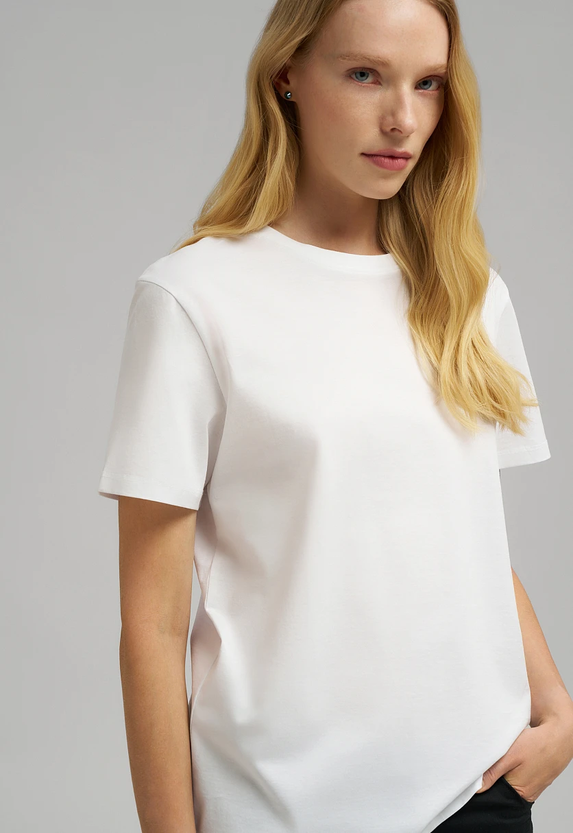 Футболка прямого кроя из мерсеризованного хлопка, Модель FBG11036, Фото №8