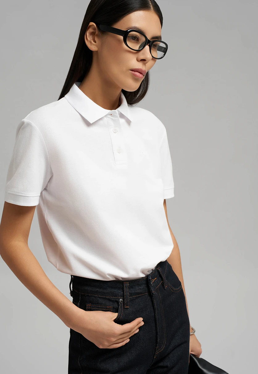 Поло прямого кроя из хлопка пике, Модель FBG11085, Фото №5