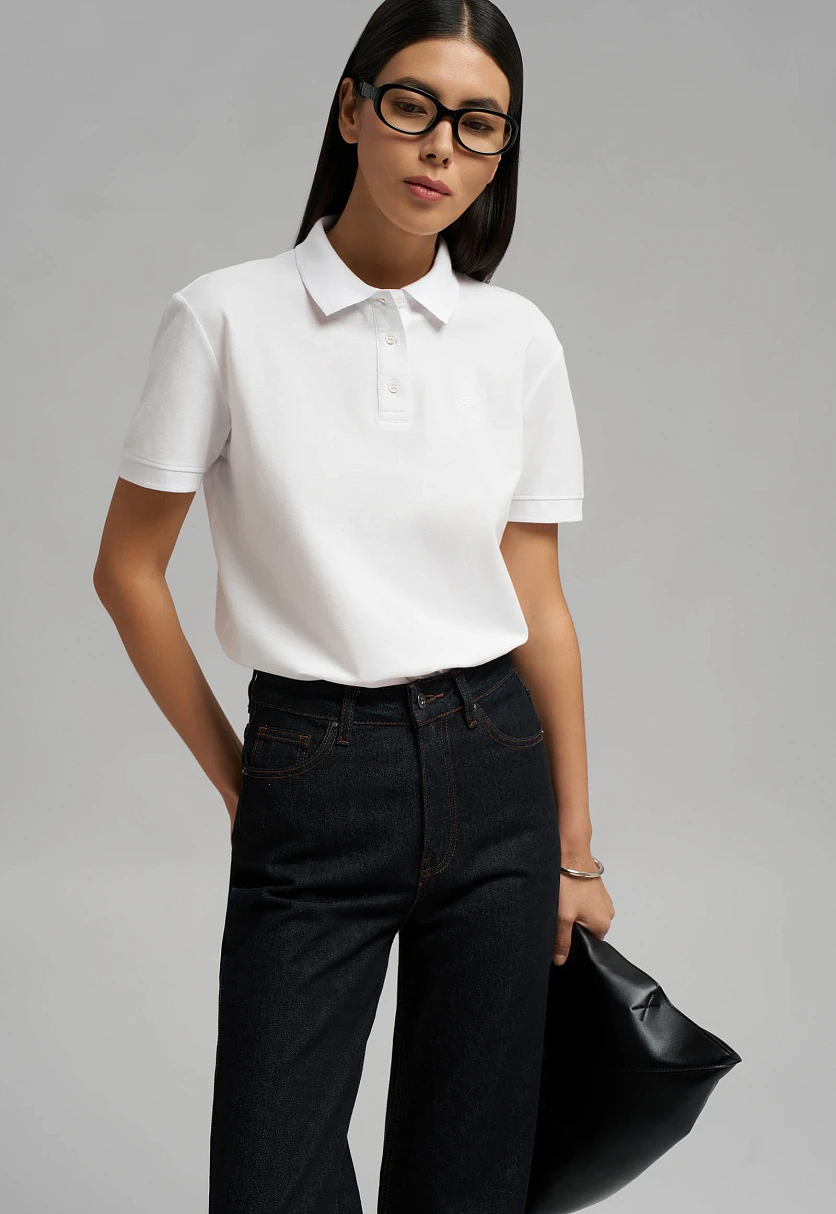 Поло прямого кроя из хлопка пике, Модель FBG11085, Фото №5