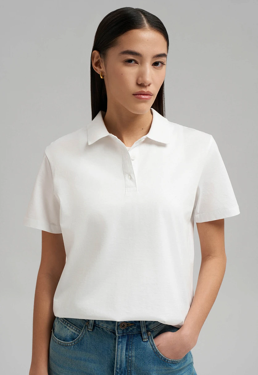 Поло прямого кроя из мерсеризованного хлопка, Модель FBG11086, Фото №6