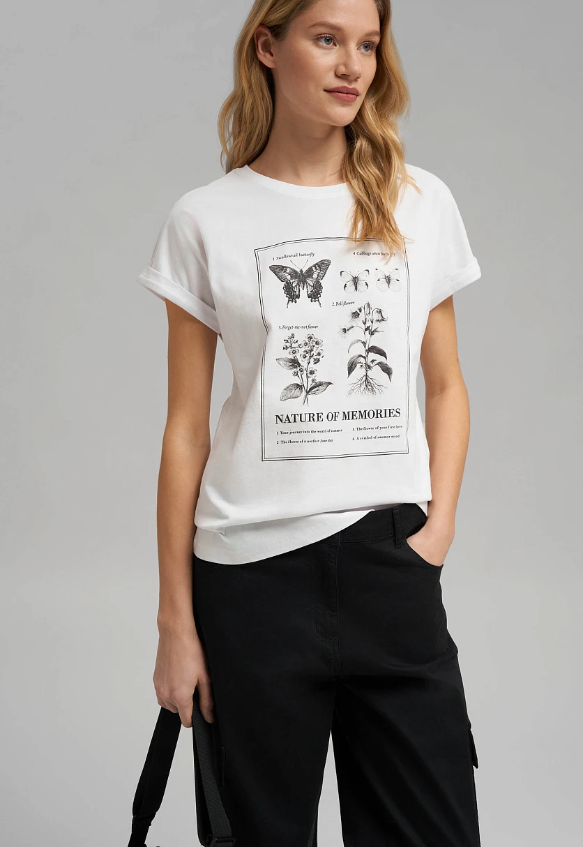 Футболка из хлопкового джерси свободного кроя, Модель FBG120110, Фото №5