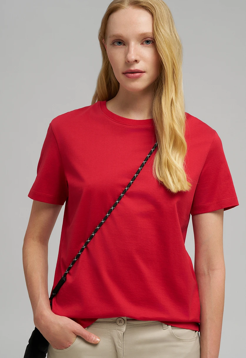 Футболка прямого кроя из мерсеризованного хлопка, Модель FBG11036, Фото №8