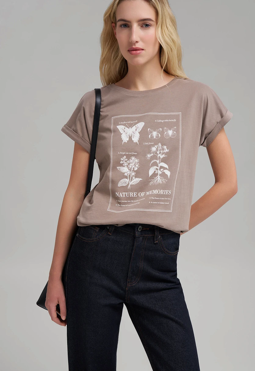 Футболка из хлопкового джерси свободного кроя, Модель FBG120110, Фото №5