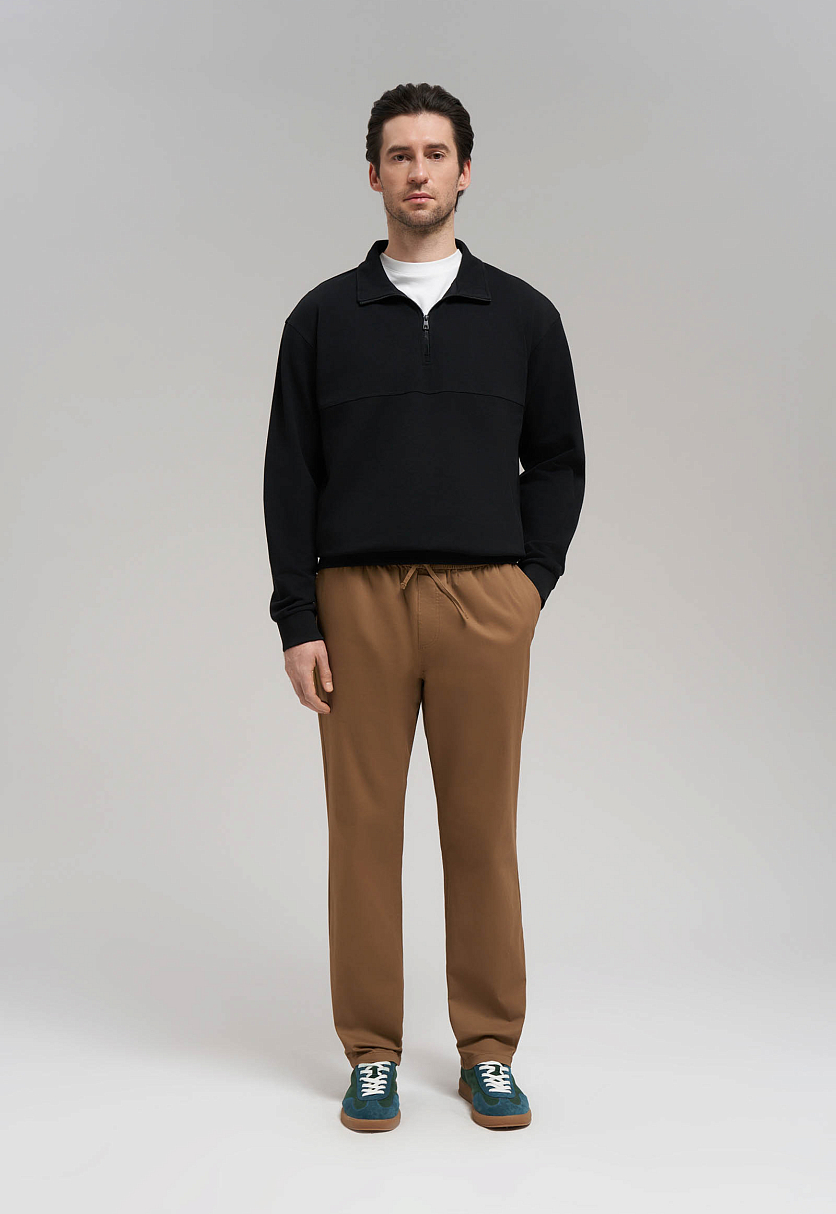 Брюки из хлопкового твила с эластичным поясом