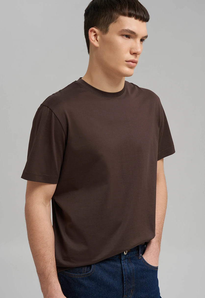 Футболка прямого кроя из мерсеризованного хлопка, Модель FBG21050, Фото №6