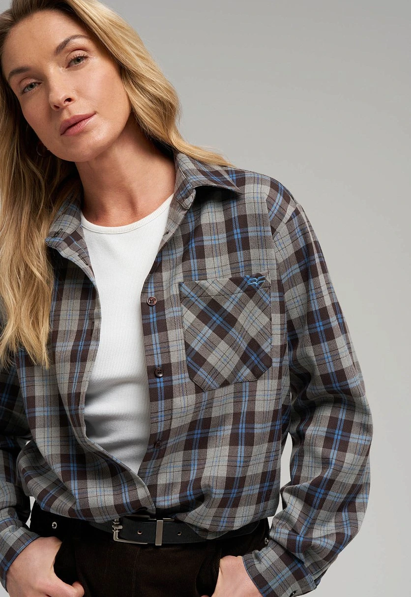 Рубашка прямого кроя в клетку, Модель FBG110141, Фото №6