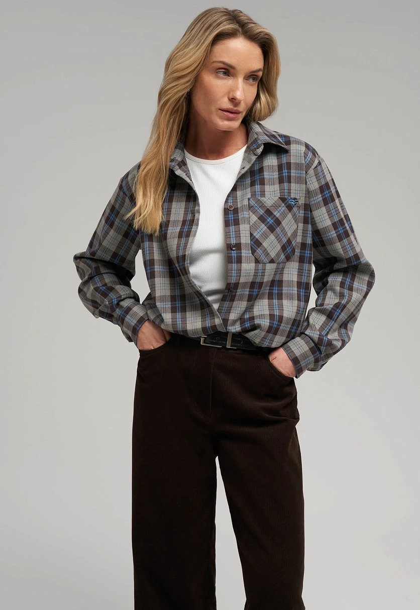 Рубашка прямого кроя в клетку, Модель FBG110141, Фото №5