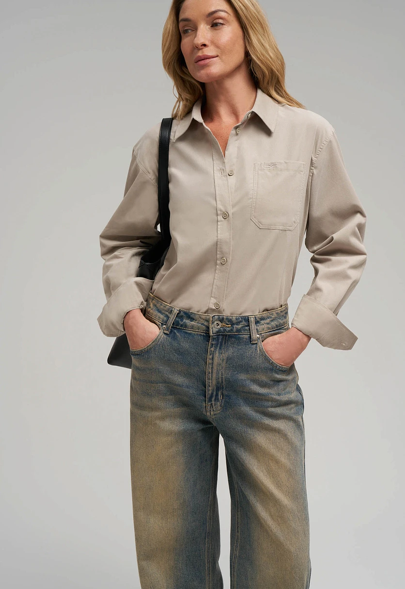 Свободная рубашка из вельвета, Модель FBG11061, Фото №6