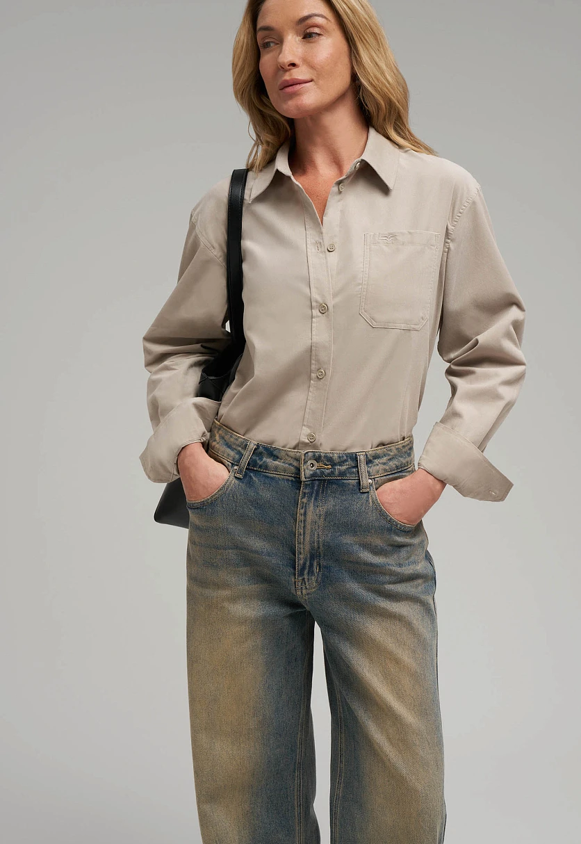 Свободная рубашка из вельвета, Модель FBG11061, Фото №6