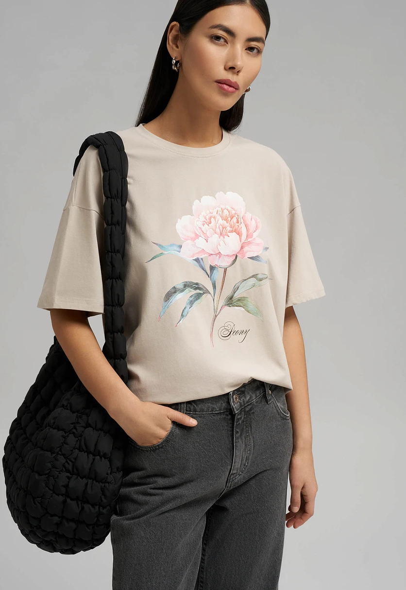 Свободная футболка из хлопкового джерси, Модель FBG12099-1P, Фото №5