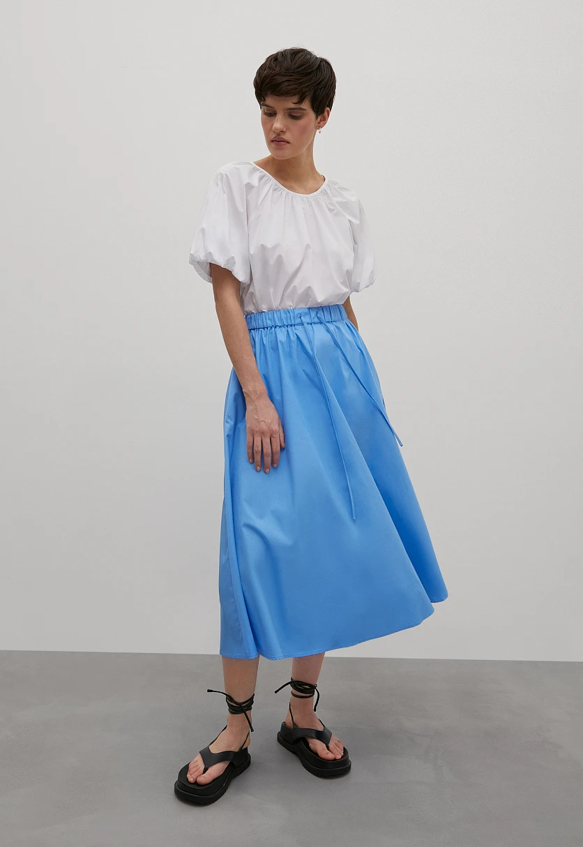 Юбка миди из хлопка с эластичным поясом, Модель FSC51017, Фото №1