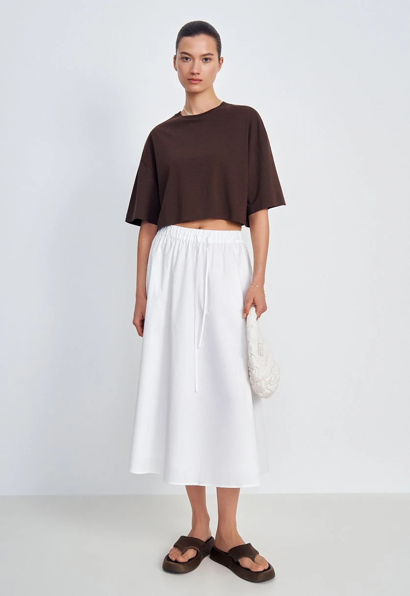 Юбка миди из хлопка с эластичным поясом, Модель FSC51017, Фото №4