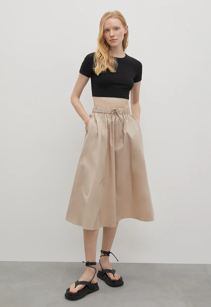 Юбка миди из хлопка с эластичным поясом, Модель FSC51017, Фото №1