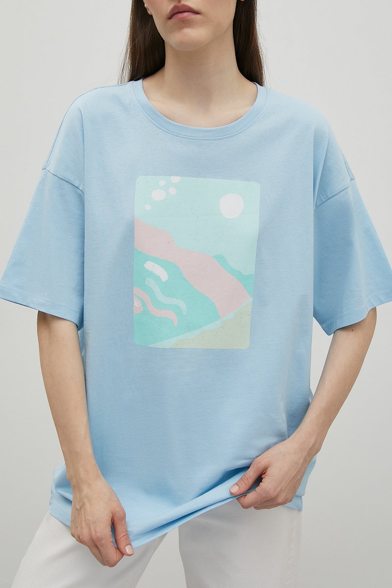 Хлопковая футболка с принтом, Модель FSD11052-1P, Фото №3