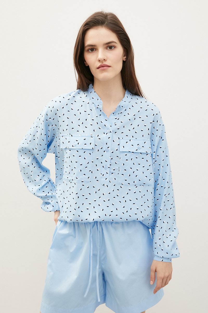женская рубашка с воротником-стойкой, Модель FSD110168, Фото №1