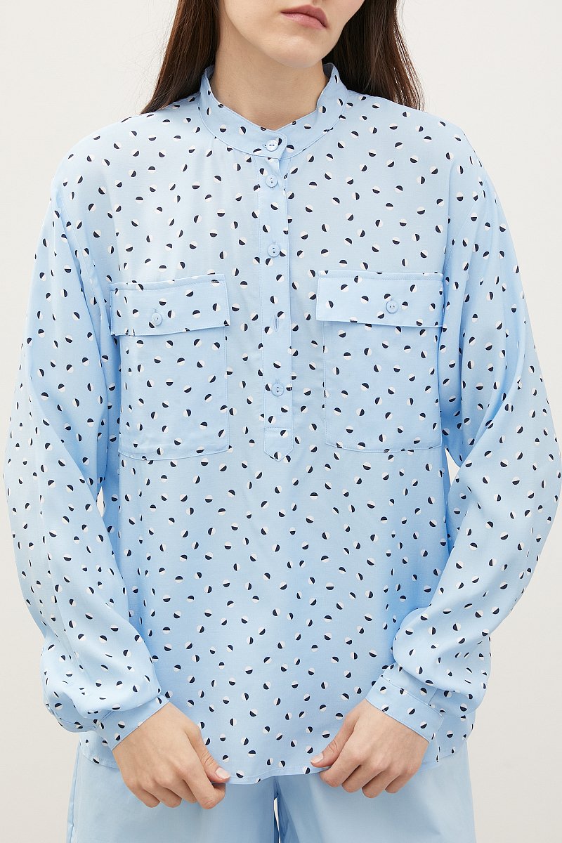 женская рубашка с воротником-стойкой, Модель FSD110168, Фото №3