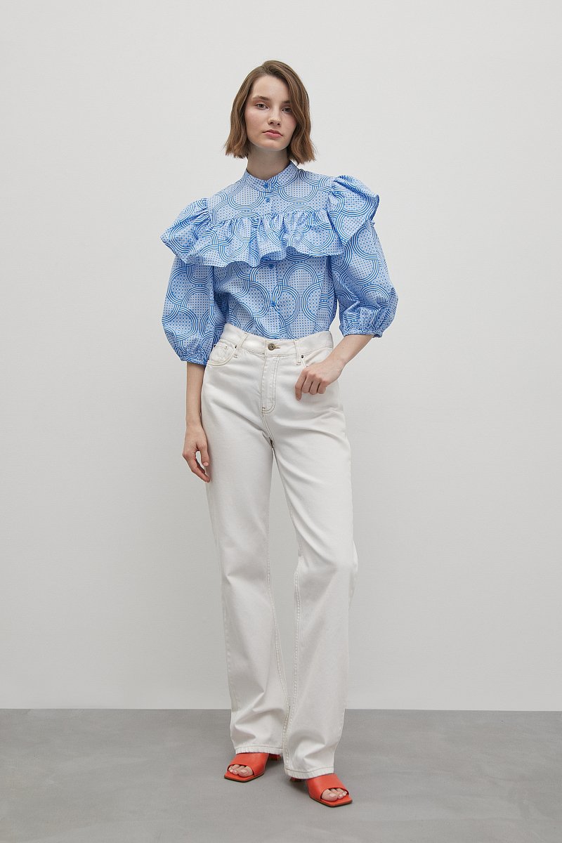 Блузка с воланом из хлопка, Модель FSD11001R, Фото №2