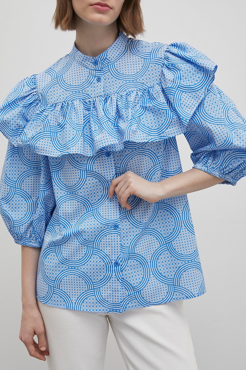 Блузка с воланом из хлопка, Модель FSD11001R, Фото №3