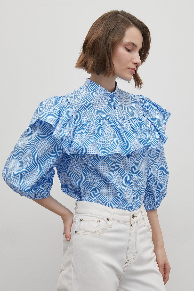 Блузка с воланом из хлопка, Модель FSD11001R, Фото №4