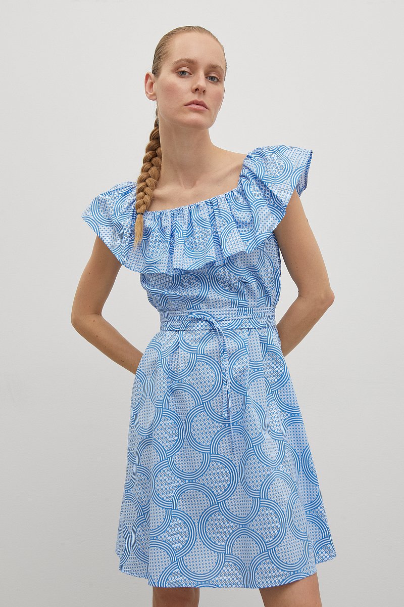 Платье с квадратным вырезом и воланом, Модель FSD11015R, Фото №1