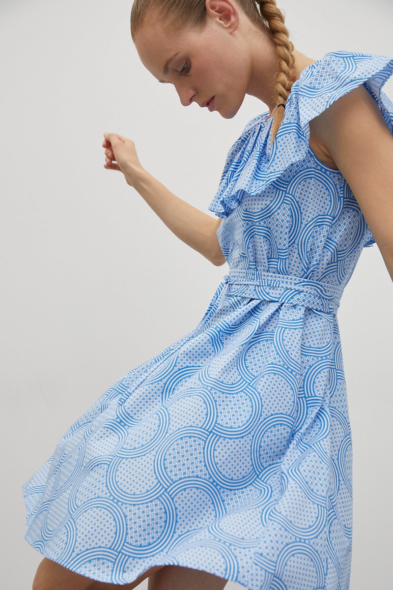 Платье с квадратным вырезом и воланом, Модель FSD11015R, Фото №3
