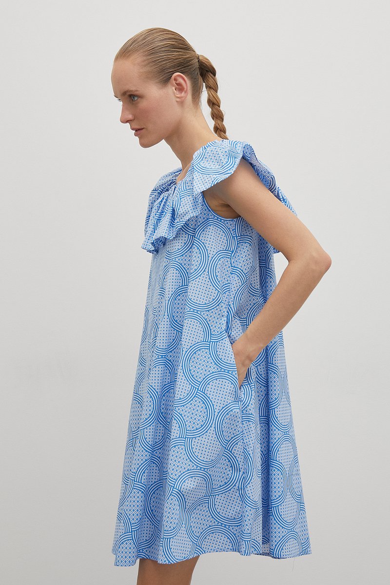 Платье с квадратным вырезом и воланом, Модель FSD11015R, Фото №4