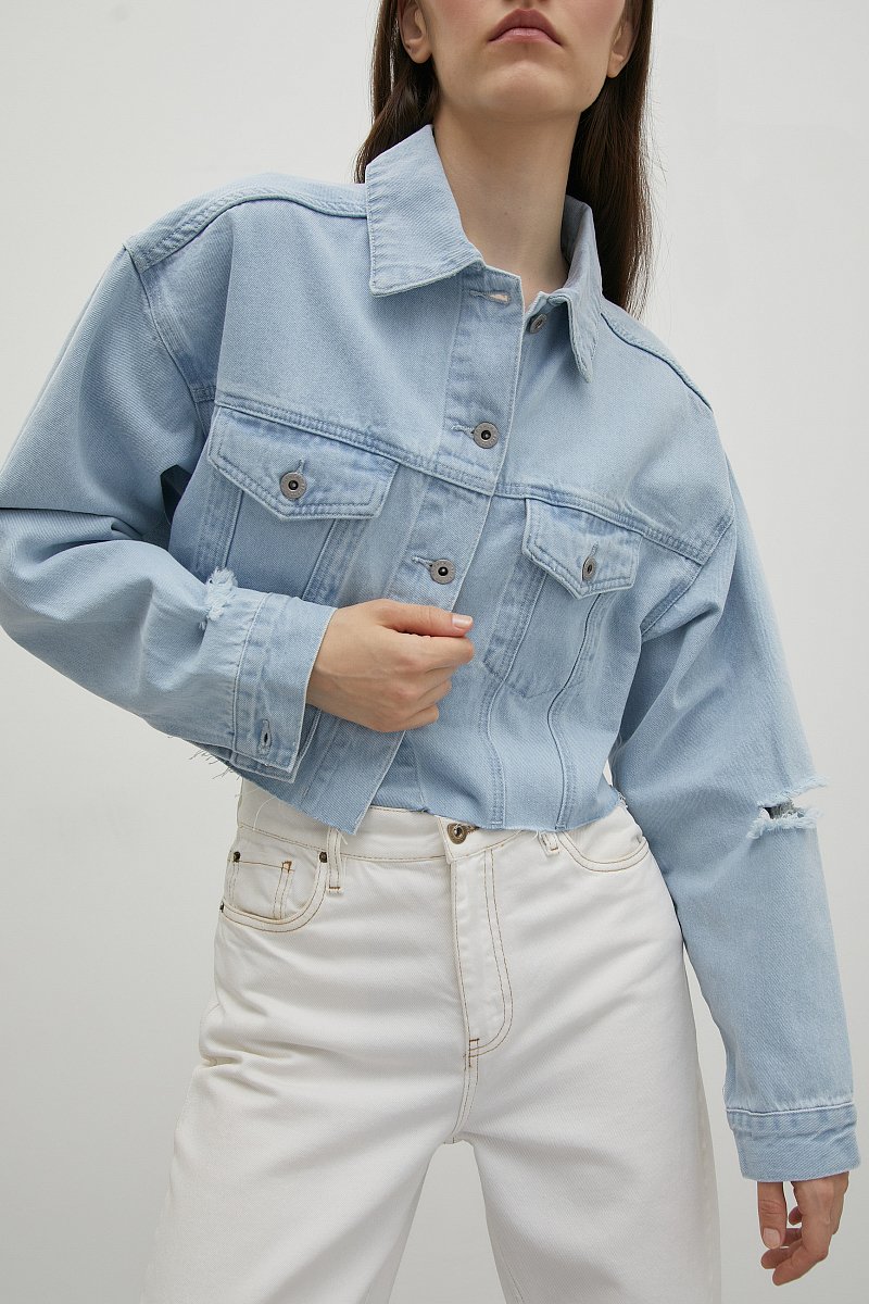 Укороченная джинсовая куртка, Модель FSD15015, Фото №3