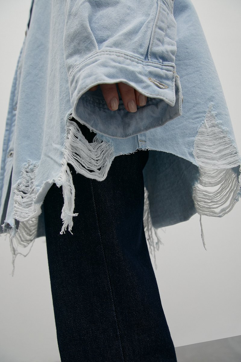 Джинсовая куртка с необработанным краем, Модель FSD15016, Фото №3