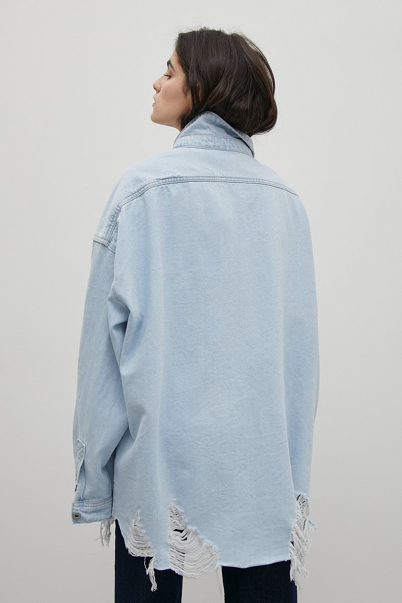 Джинсовая куртка с необработанным краем, Модель FSD15016, Фото №5