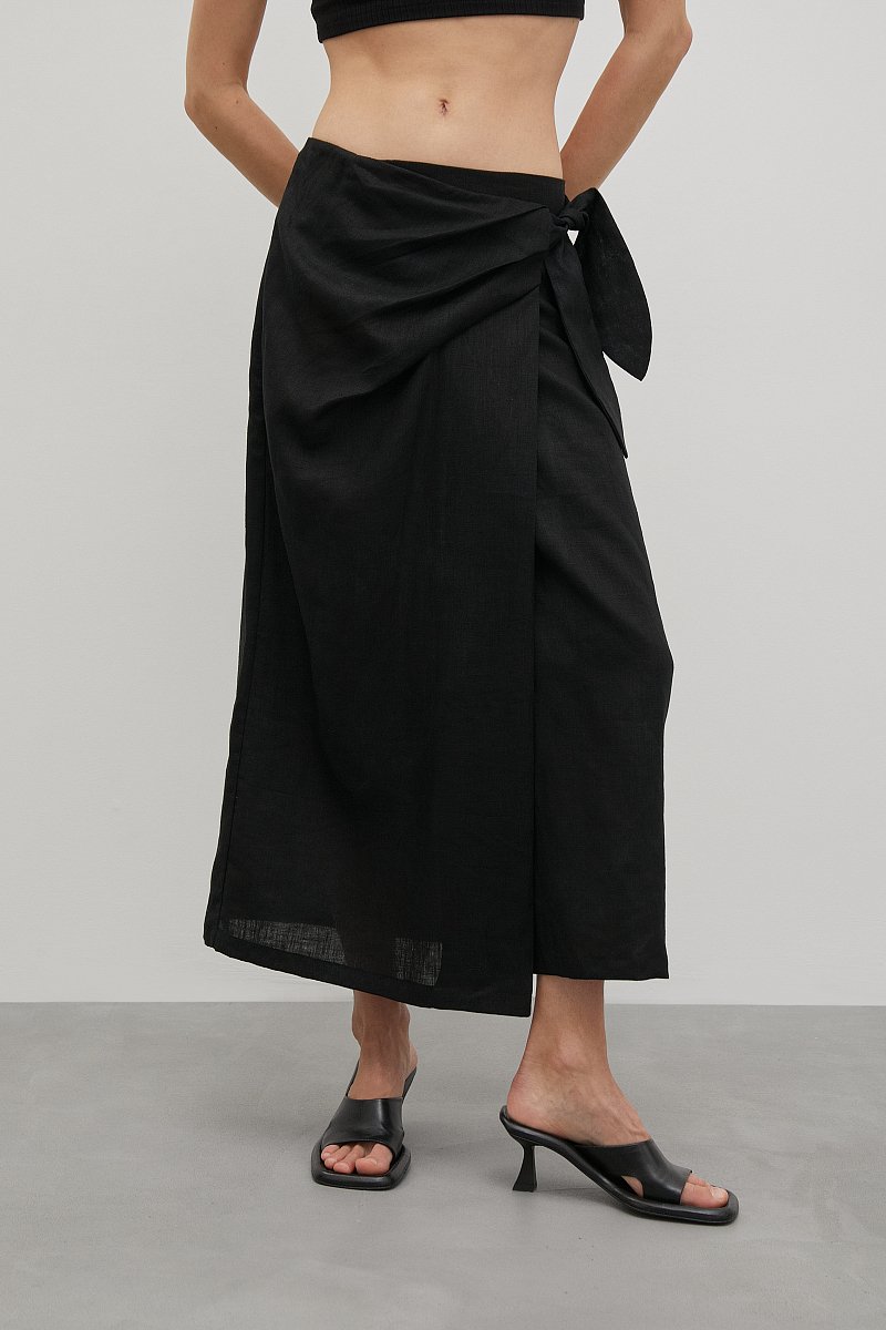 Льняная юбка с драпировкой, Модель FSD110204, Фото №2
