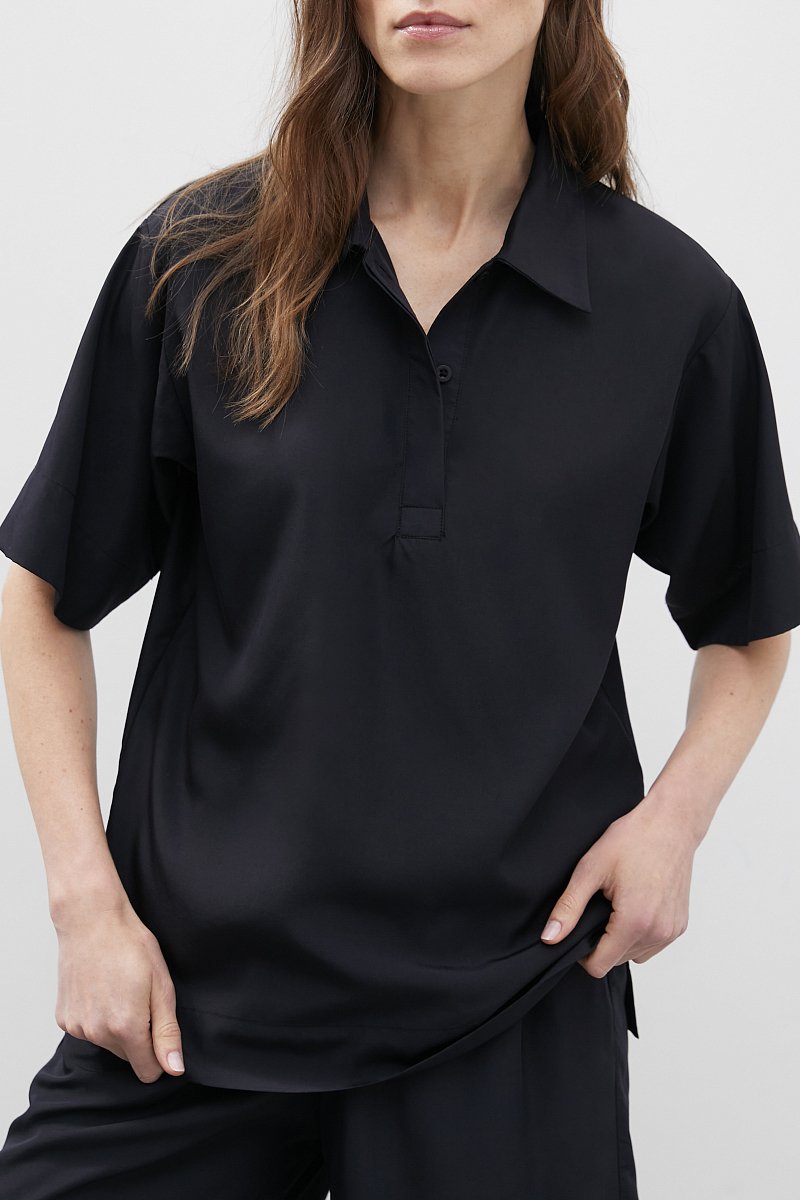 Женская рубашка свободного силуэта с отложным воро, Модель FSD11072, Фото №3