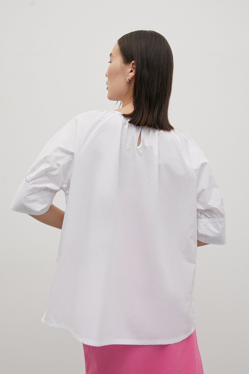 Блузка с объемными рукавами из хлопка, Модель FSD110147, Фото №5