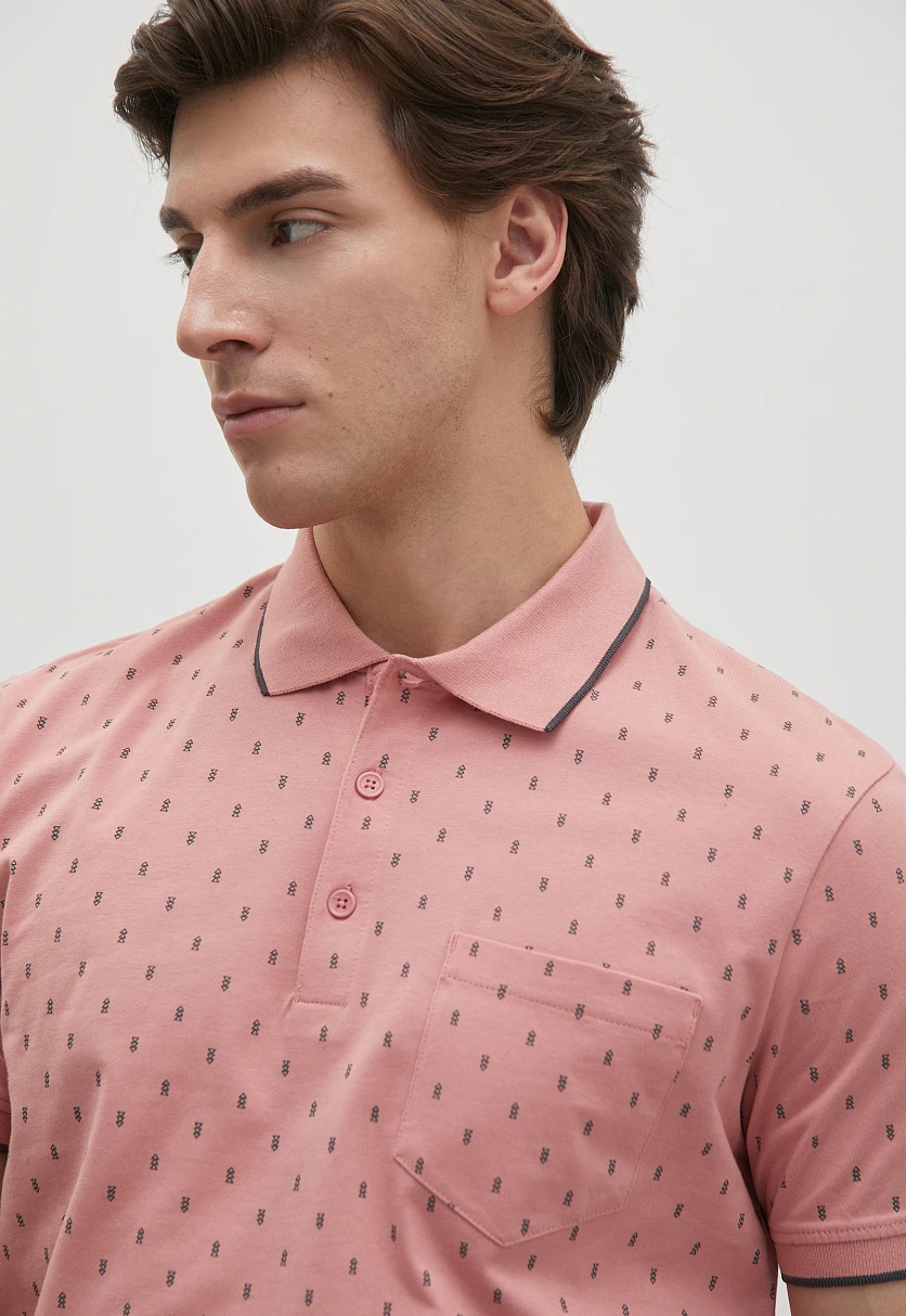 Поло из хлопка Пепельно-розовый FSD21077Купить в интернет-магазине FINN FLARE, предосмотр фото №5 Поло из хлопка, Модель FSD21077, Фото №5