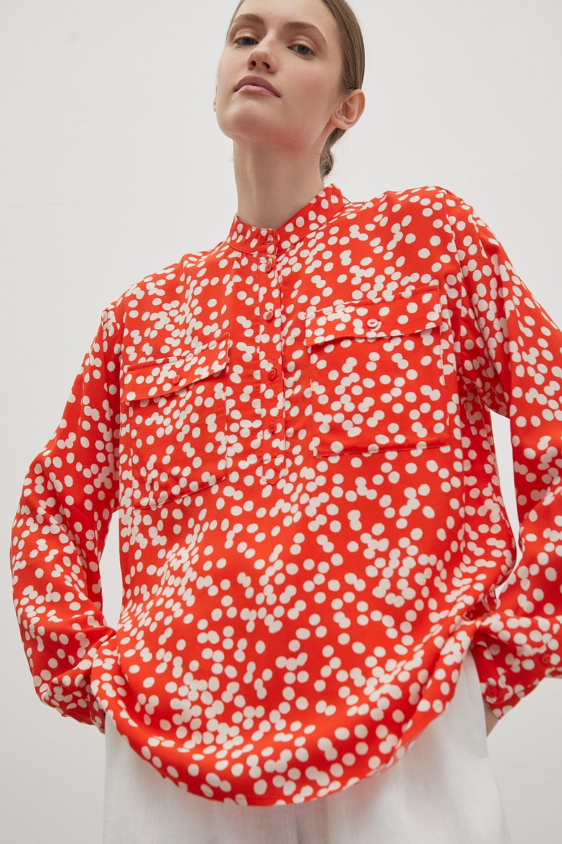 женская рубашка с воротником-стойкой, Модель FSD110168, Фото №3