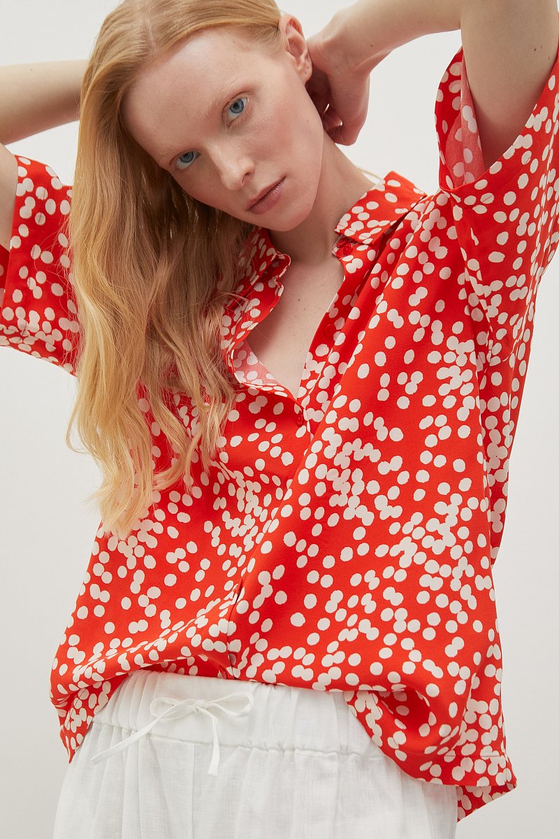 Женская рубашка с отложным воротничком, Модель FSD110169, Фото №3