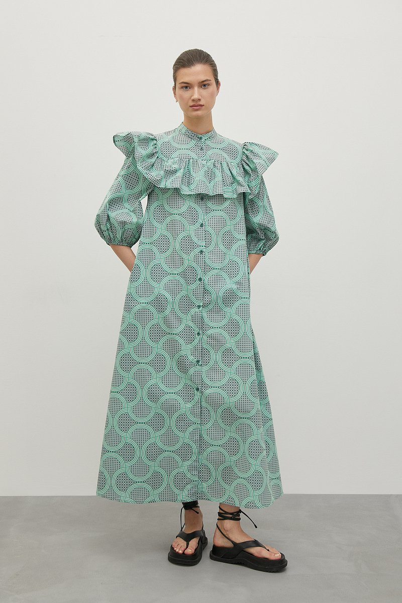 Платье с воланом из хлопка, Модель FSD11000R, Фото №1