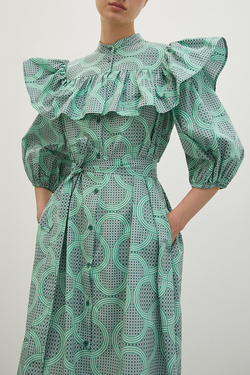 Платье с воланом из хлопка, Модель FSD11000R, Фото №2