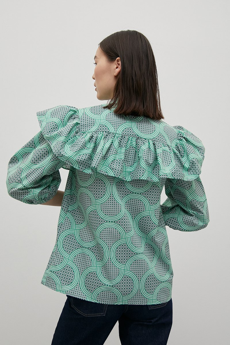 Блузка с воланом из хлопка, Модель FSD11001R, Фото №5