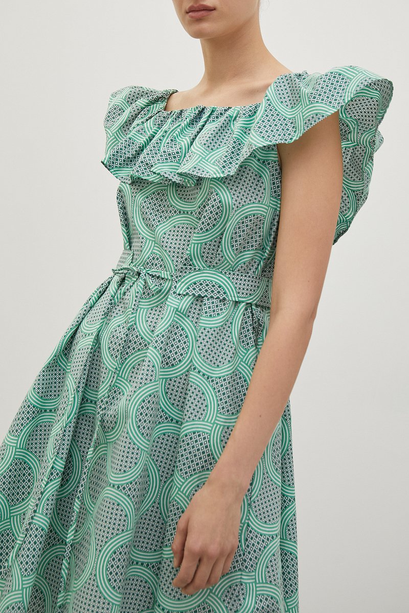 Платье с квадратным вырезом и воланом, Модель FSD11015R, Фото №3