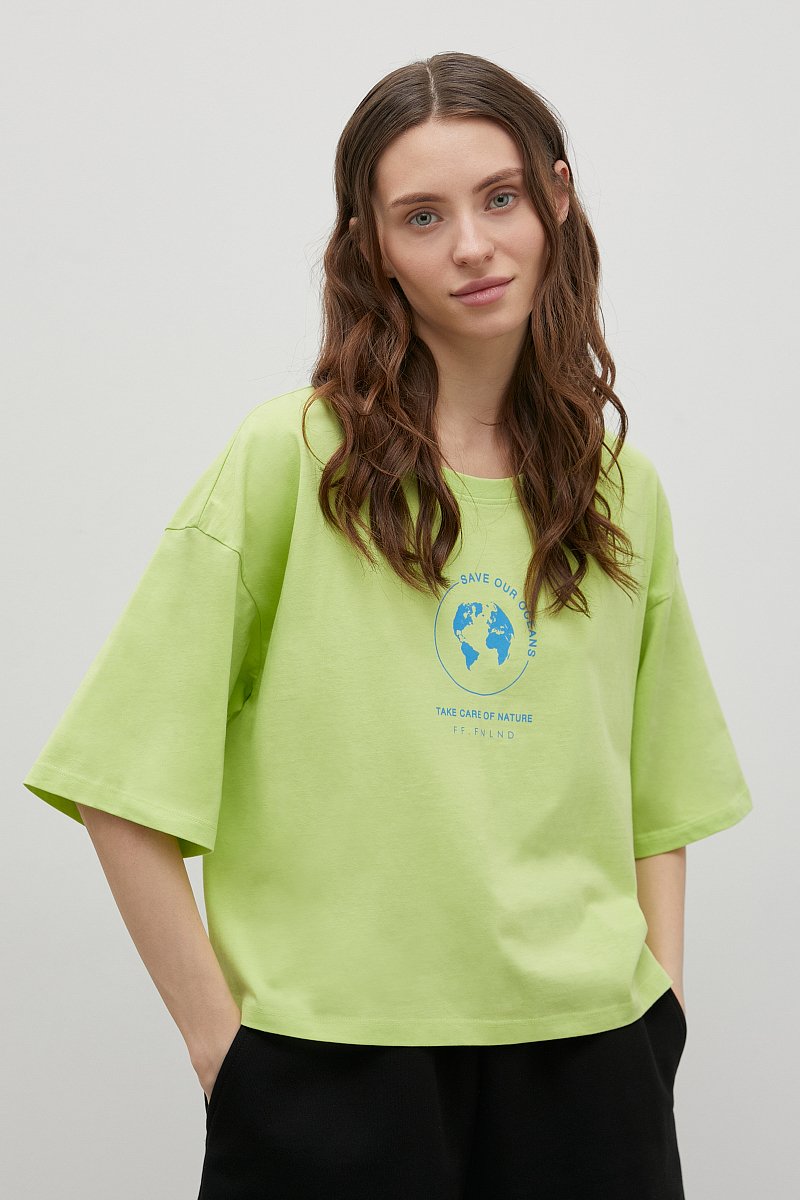 Укороченная футболка из хлопка, Модель FSD110151-1P, Фото №1