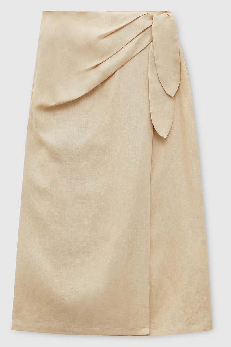 Льняная юбка с драпировкой, Модель FSD110204, Фото №6