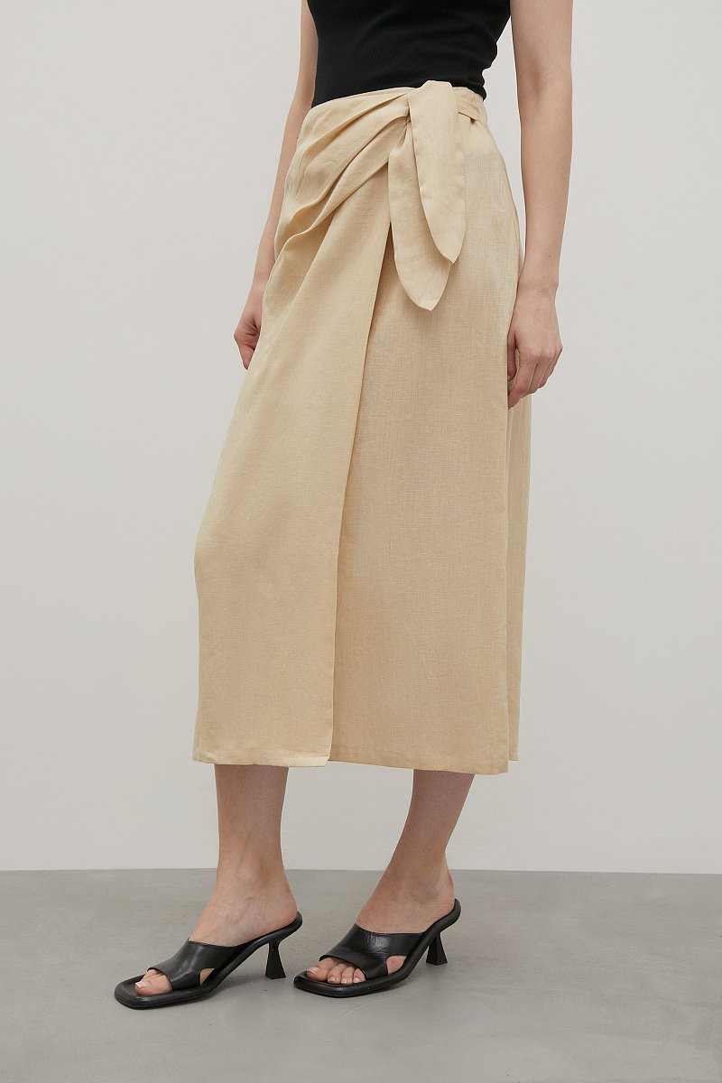Льняная юбка с драпировкой, Модель FSD110204, Фото №3