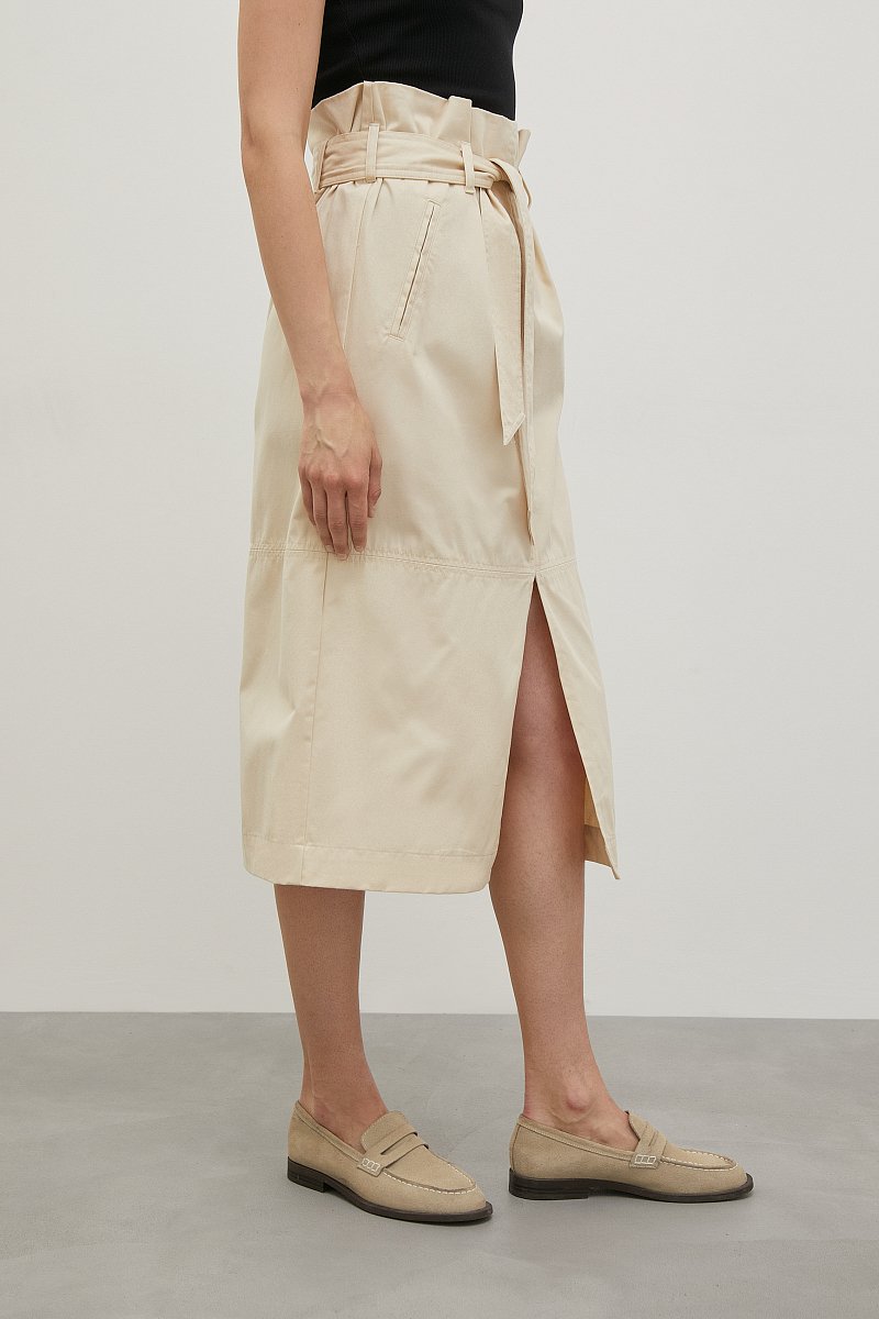 Хлопковая юбка с разрезом, Модель FSD11063, Фото №3